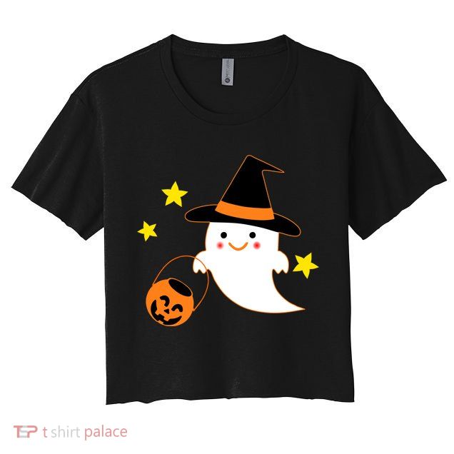 Halloween Ghost Kawaii Trick or Treating Pumpkin Crop Top