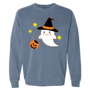 Halloween Ghost Kawaii Trick or Treating Pumpkin Garment-Dyed Sweatshirt