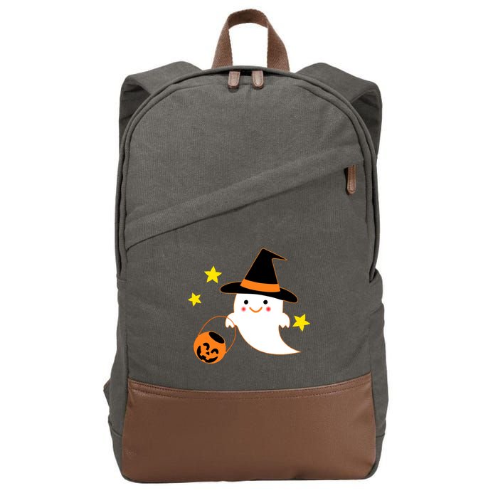 Halloween Ghost Kawaii Trick or Treating Pumpkin Cotton Canvas Backpack