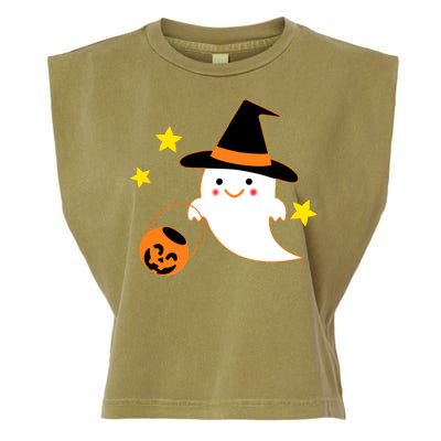 Halloween Ghost Kawaii Trick or Treating Pumpkin Garment-Dyed Women's Muscle Tee