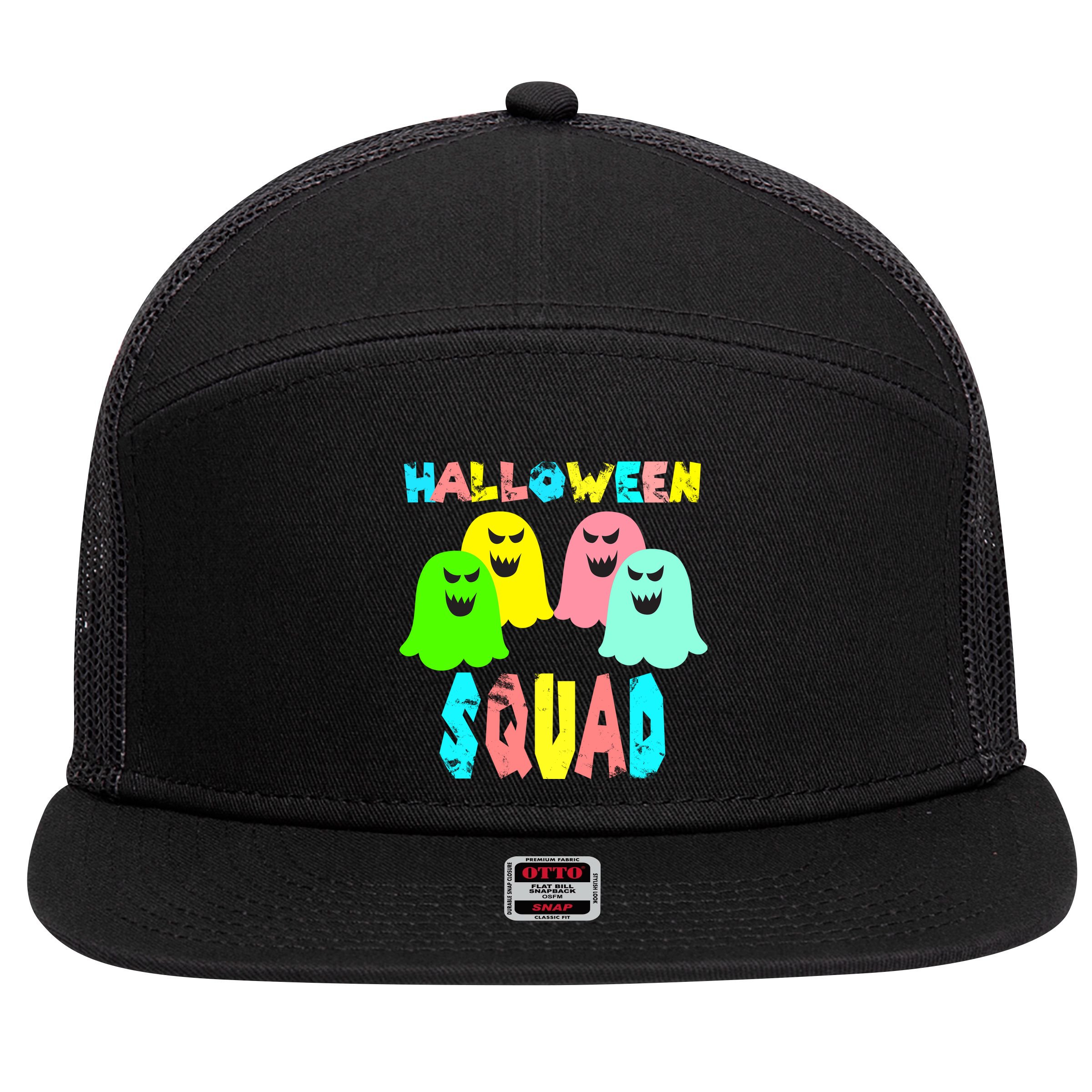 Halloween Ghost Squad 7 Panel Mesh Trucker Snapback Hat