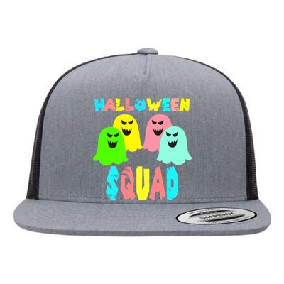 Halloween Ghost Squad Flat Bill Trucker Hat