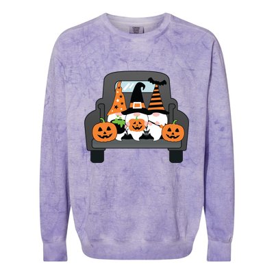 Halloween Gnomes In Truck Colorblast Crewneck Sweatshirt