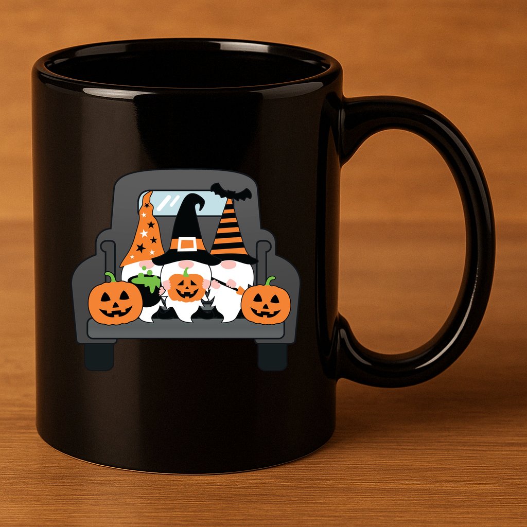 Halloween Gnomes In Truck 11oz C Handle Ceramic Mug