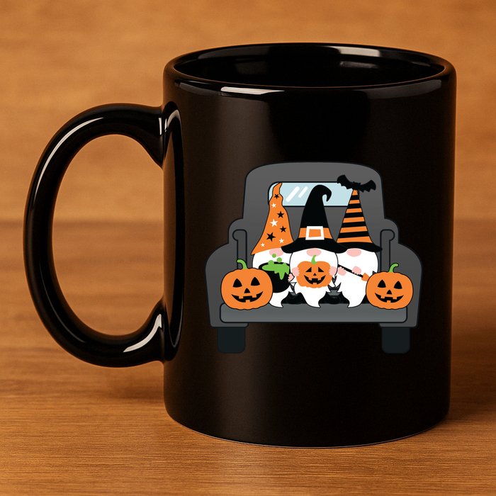 Halloween Gnomes In Truck 11oz C Handle Ceramic Mug