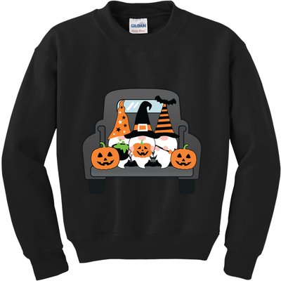 Halloween Gnomes In Truck Kids Sweatshirt