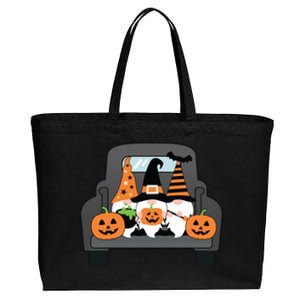 Halloween Gnomes In Truck Cotton Canvas Jumbo Tote