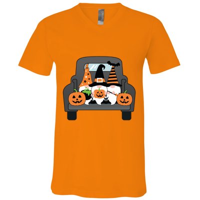 Halloween Gnomes In Truck V-Neck T-Shirt