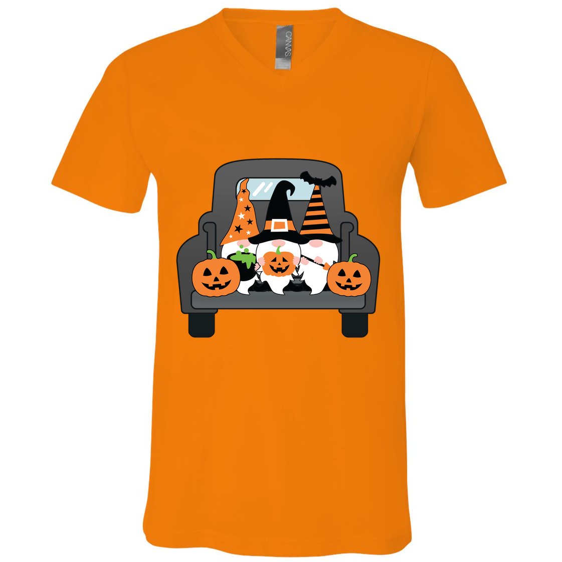 Halloween Gnomes In Truck V-Neck T-Shirt