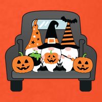 Halloween Gnomes In Truck V-Neck T-Shirt