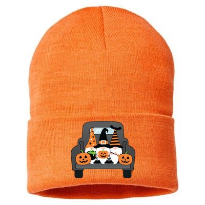 Halloween Gnomes In Truck Sustainable Knit Beanie