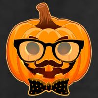Halloween Hipster Pumpkin 7 Panel Mesh Trucker Snapback Hat