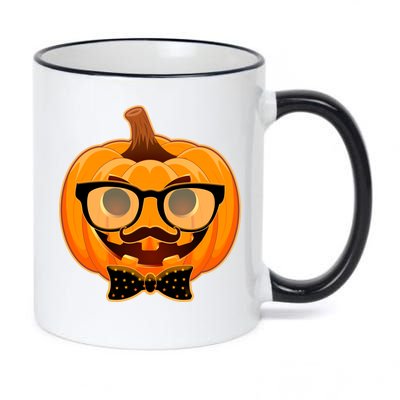 Halloween Hipster Pumpkin 11oz Black Color Changing Mug