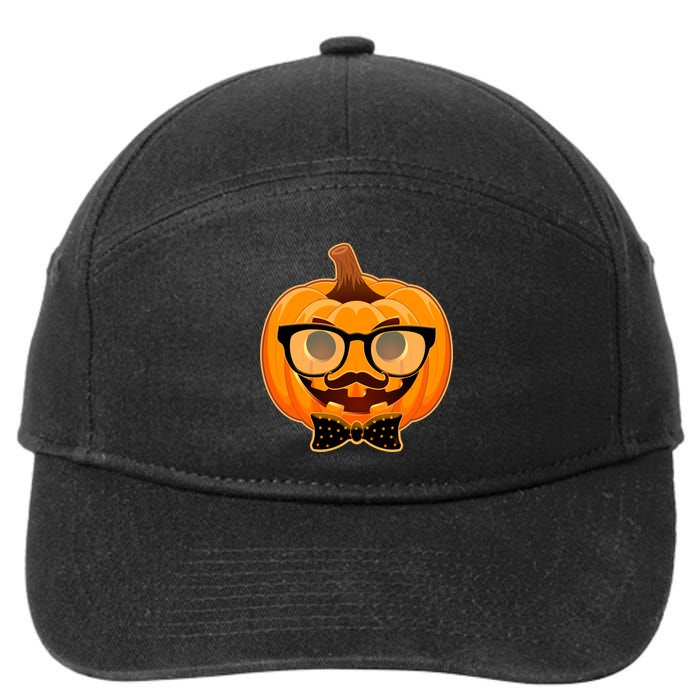 Halloween Hipster Pumpkin 7-Panel Snapback Hat