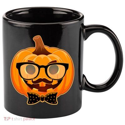 Halloween Hipster Pumpkin 11oz C Handle Ceramic Mug