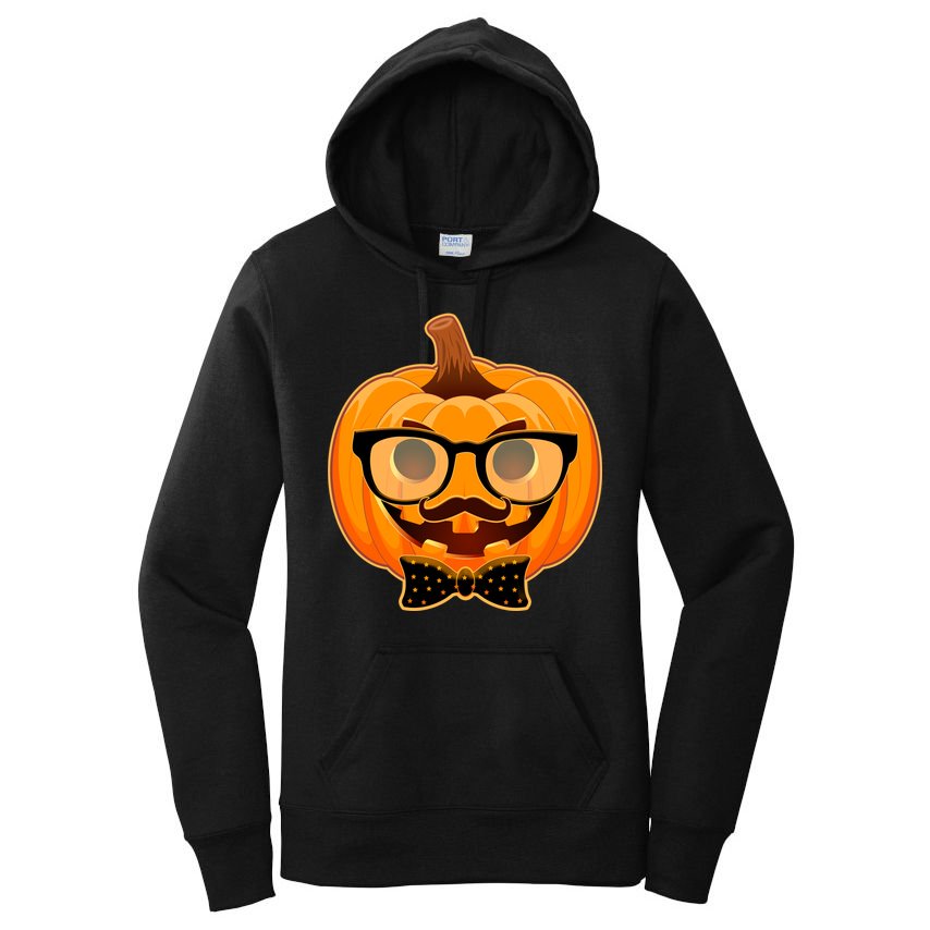 Halloween Hipster Pumpkin Women's Pullover Hoodie