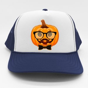 Halloween Hipster Pumpkin Trucker Hat