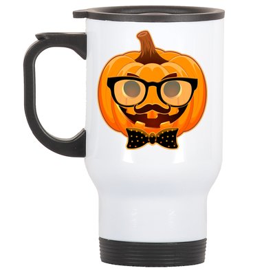 Halloween Hipster Pumpkin Stainless Steel Travel Mug