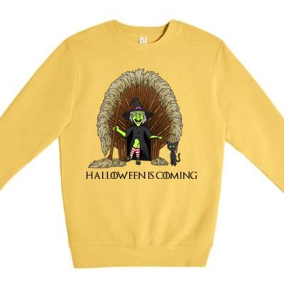 Halloween Is Coming Witch Brooms Throne Premium Crewneck Sweatshirt