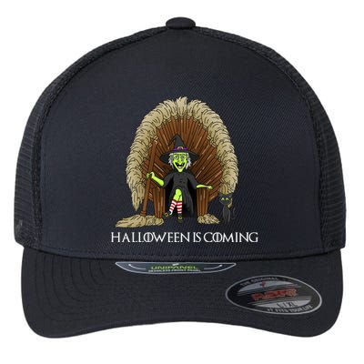 Halloween Is Coming Witch Brooms Throne Flexfit Unipanel Trucker Cap