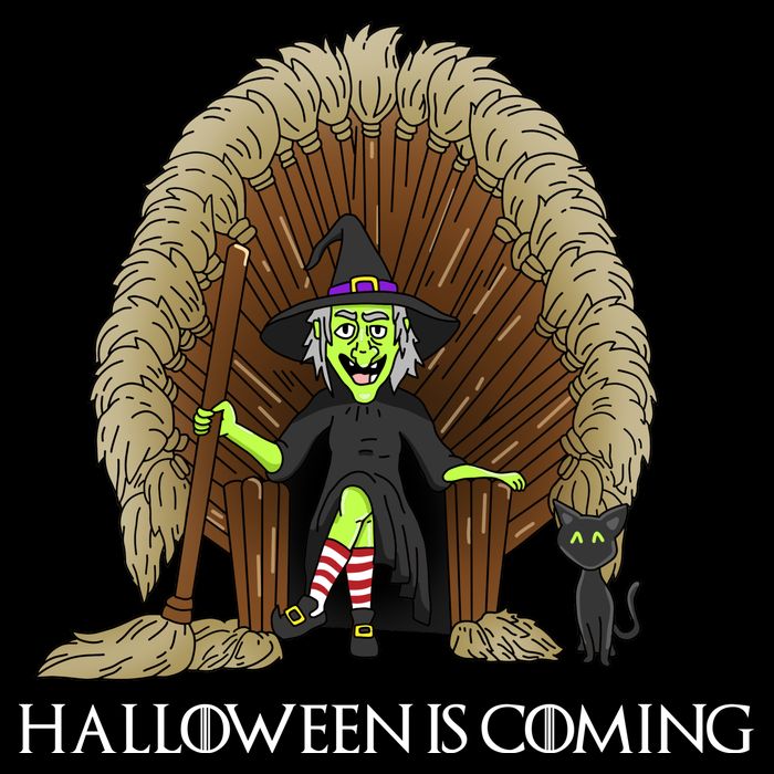 Halloween Is Coming Witch Brooms Throne T-Shirt
