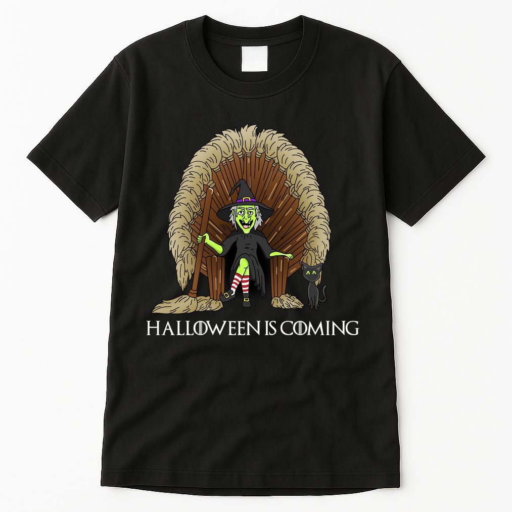 Halloween Is Coming Witch Brooms Throne Tall T-Shirt