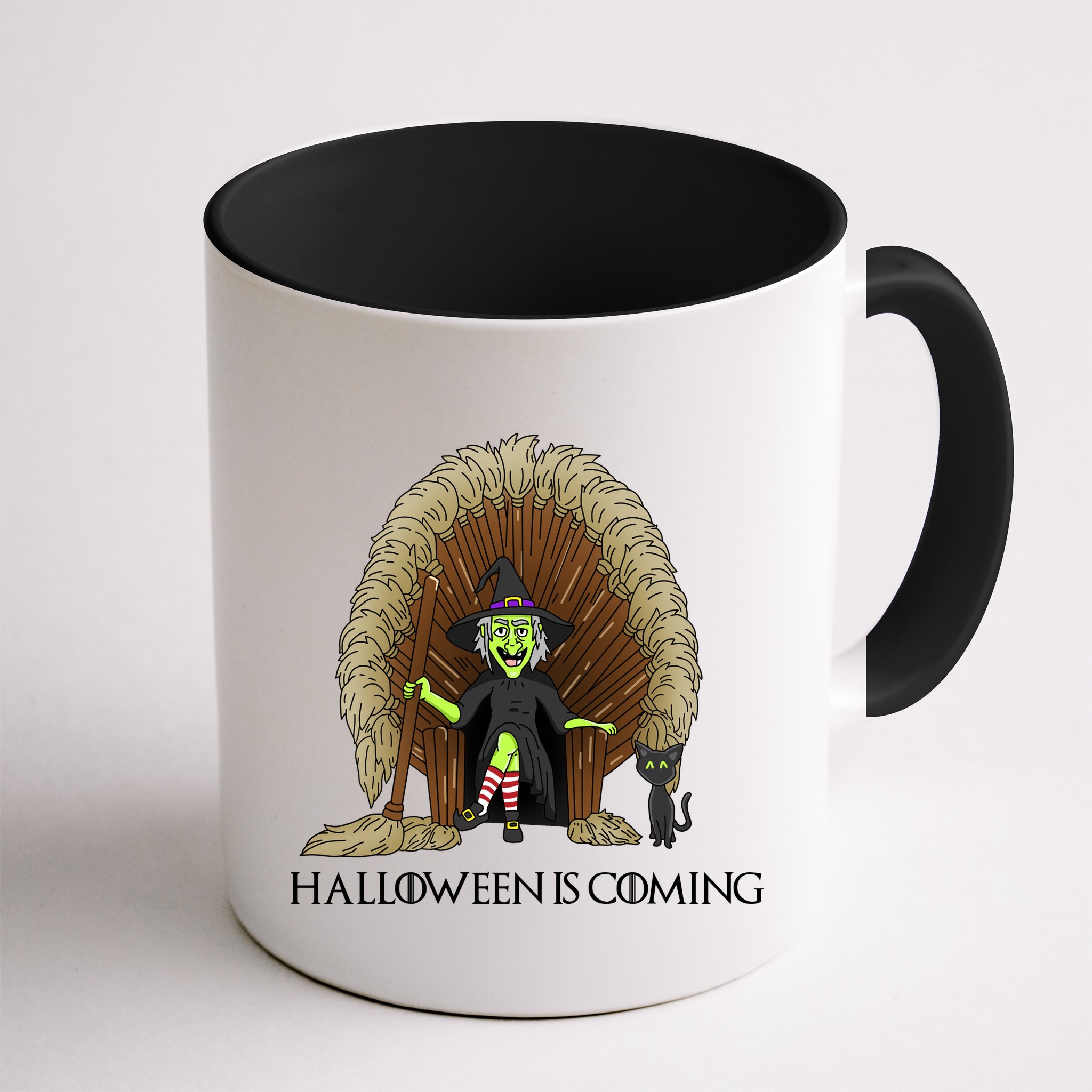 Halloween Is Coming Witch Brooms Throne Mug