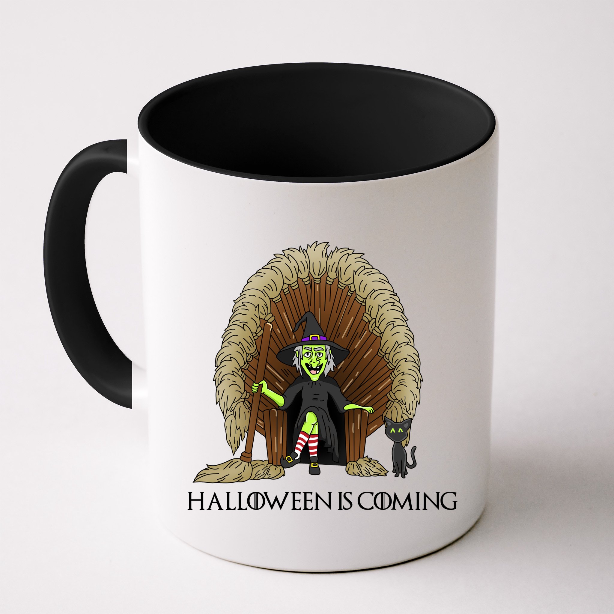 Halloween Is Coming Witch Brooms Throne Mug