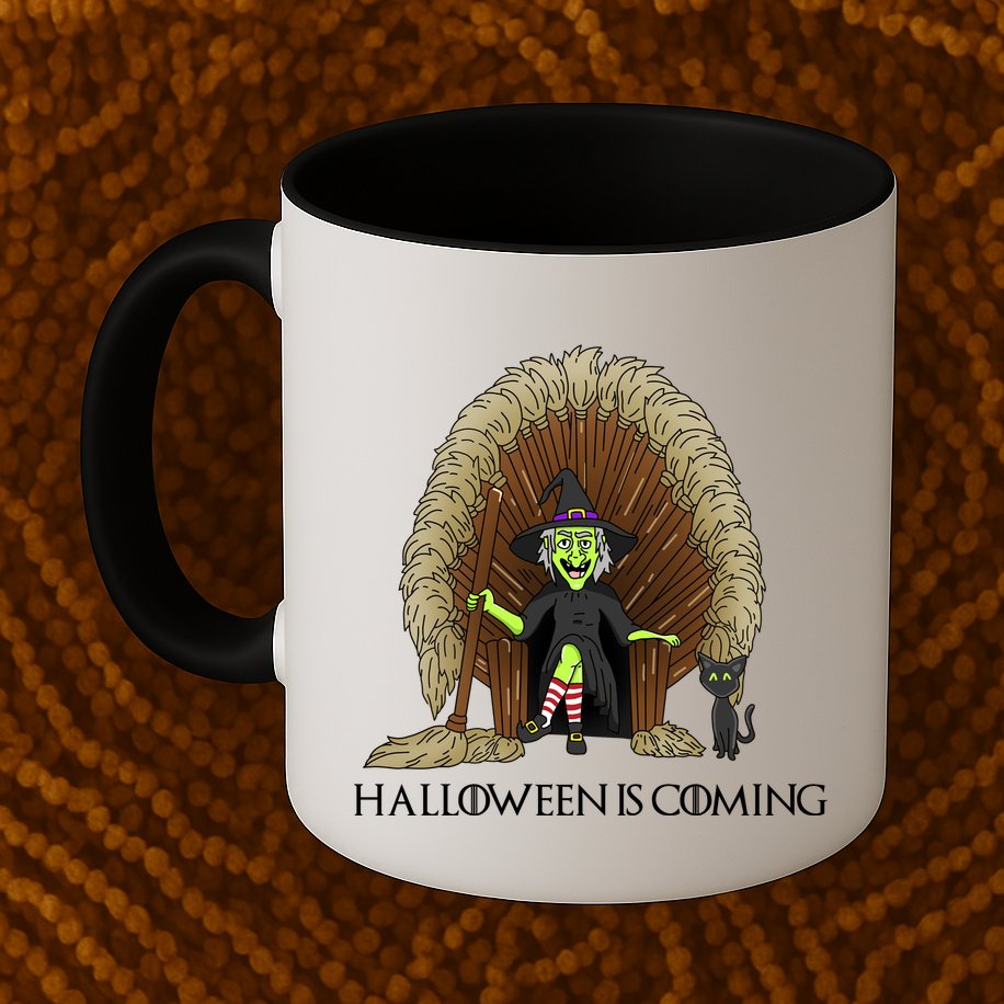 Halloween Is Coming Witch Brooms Throne Mug
