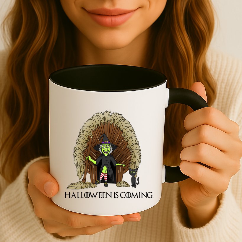 Halloween Is Coming Witch Brooms Throne Mug