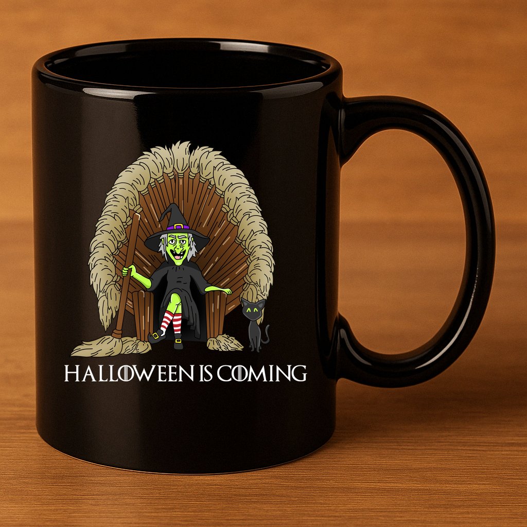Halloween Is Coming Witch Brooms Throne 11oz C Handle Ceramic Mug