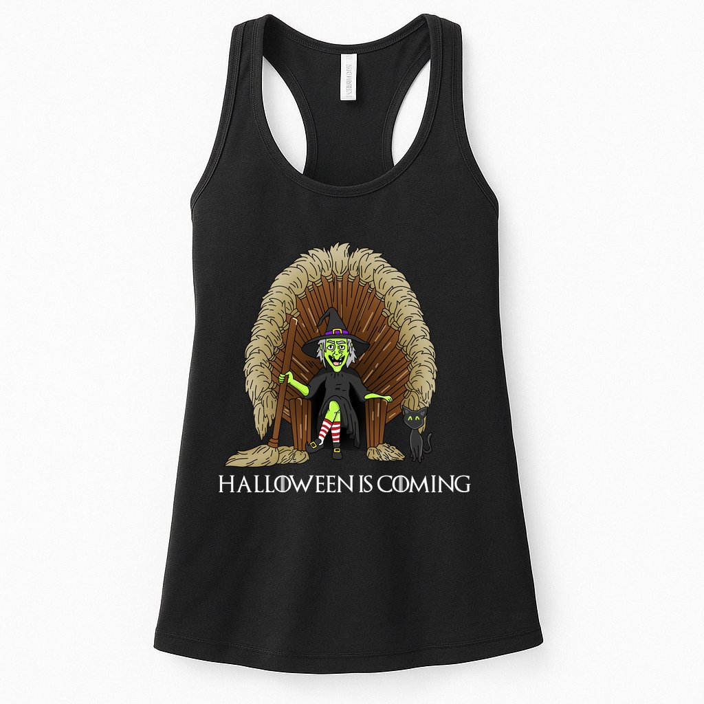 Halloween Is Coming Witch Brooms Throne Womens Tank Top