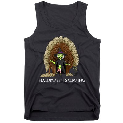 Halloween Is Coming Witch Brooms Throne Tank Top