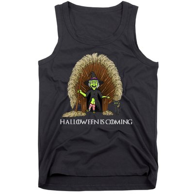 Halloween Is Coming Witch Brooms Throne Tank Top