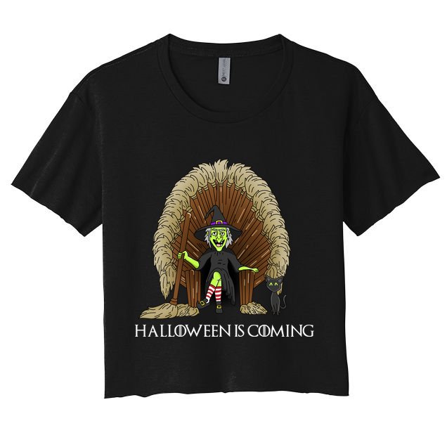 Halloween Is Coming Witch Brooms Throne Crop Top