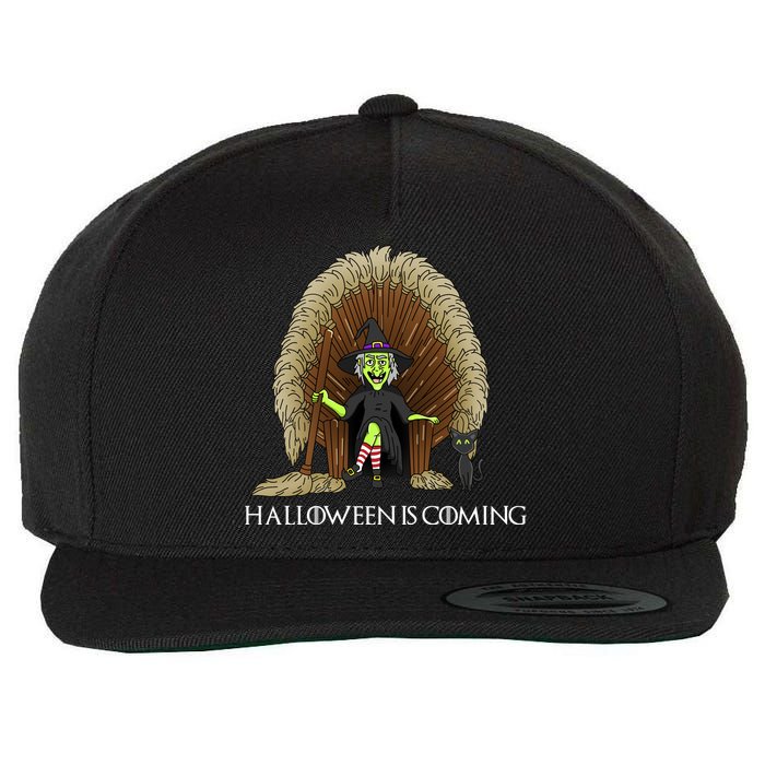 Halloween Is Coming Witch Brooms Throne Wool Snapback Cap