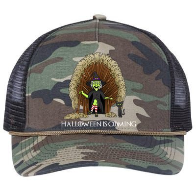 Halloween Is Coming Witch Brooms Throne Retro Rope Trucker Hat Cap