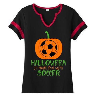 Halloween Is More Fun With Soccer Ladies Halftime Notch Neck Tee