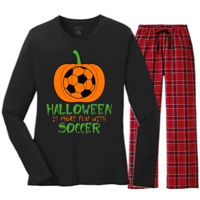 Halloween Is More Fun With Soccer Women's Long Sleeve Flannel Pajama Set 