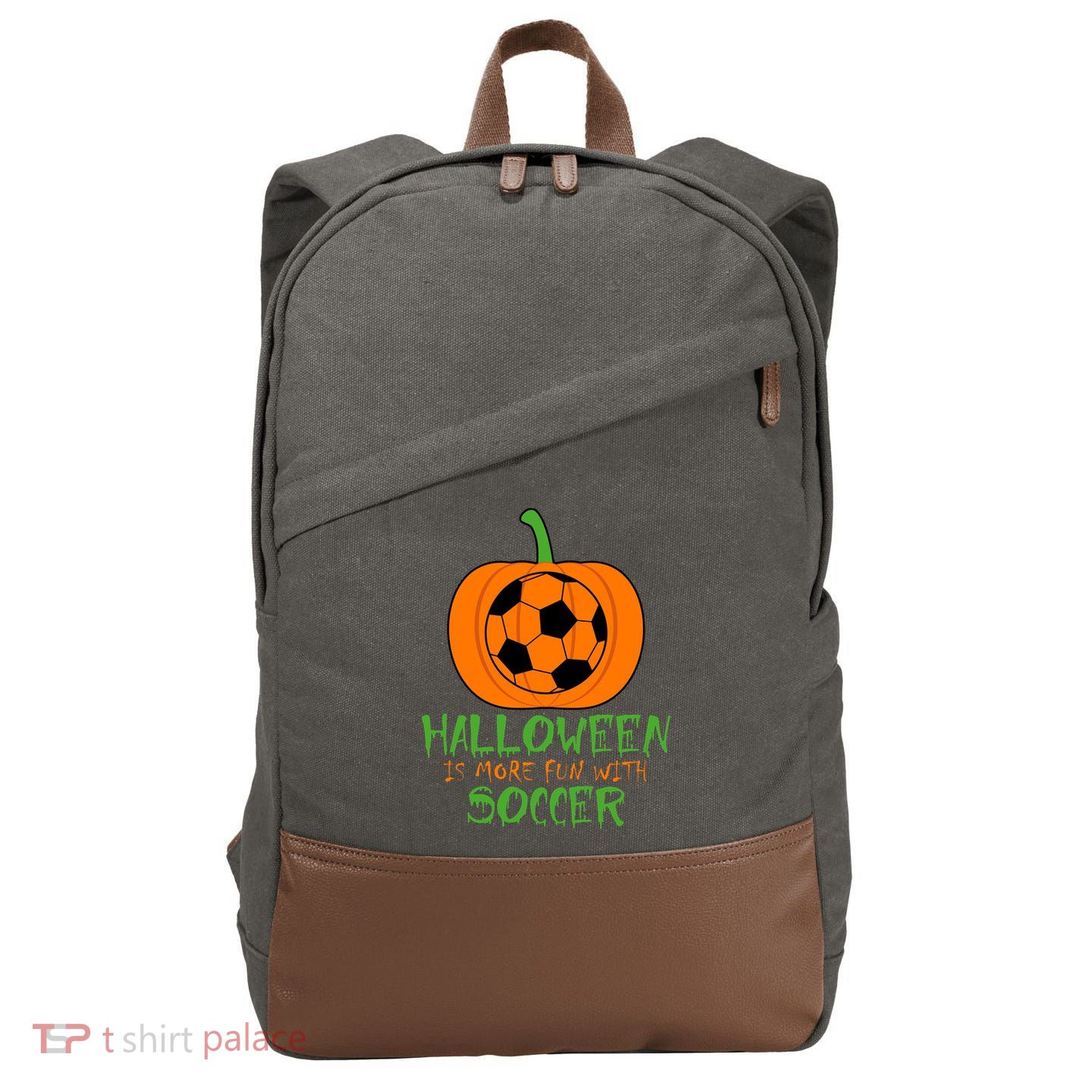 Halloween Is More Fun With Soccer Cotton Canvas Backpack