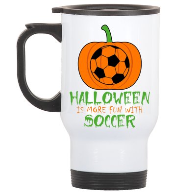 Halloween Is More Fun With Soccer Stainless Steel Travel Mug