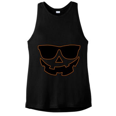 Halloween Jack-O- Lantern With Shades Ladies PosiCharge Tri-Blend Wicking Tank