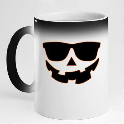 Halloween Jack-O- Lantern With Shades 11oz Black Color Changing Mug