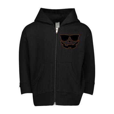 Halloween Jack-O- Lantern With Shades Toddler Zip Fleece Hoodie