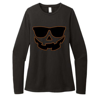 Halloween Jack-O- Lantern With Shades Womens CVC Long Sleeve Shirt