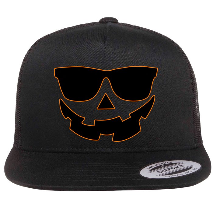 Halloween Jack-O- Lantern With Shades Flatbill Hat