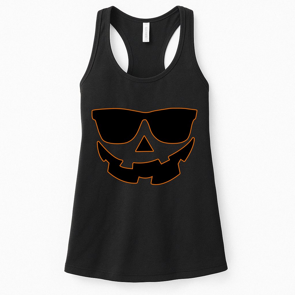 Halloween Jack-O- Lantern With Shades Womens Tank Top