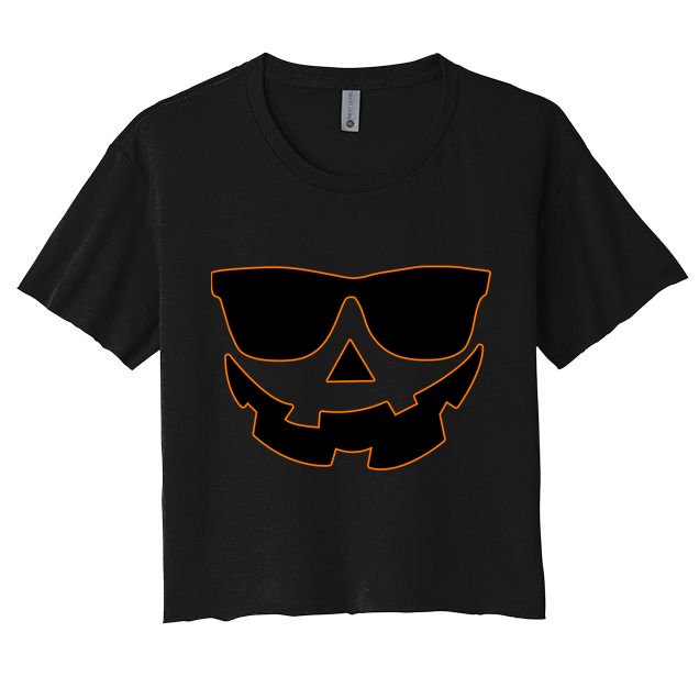 Halloween Jack-O- Lantern With Shades Crop Top