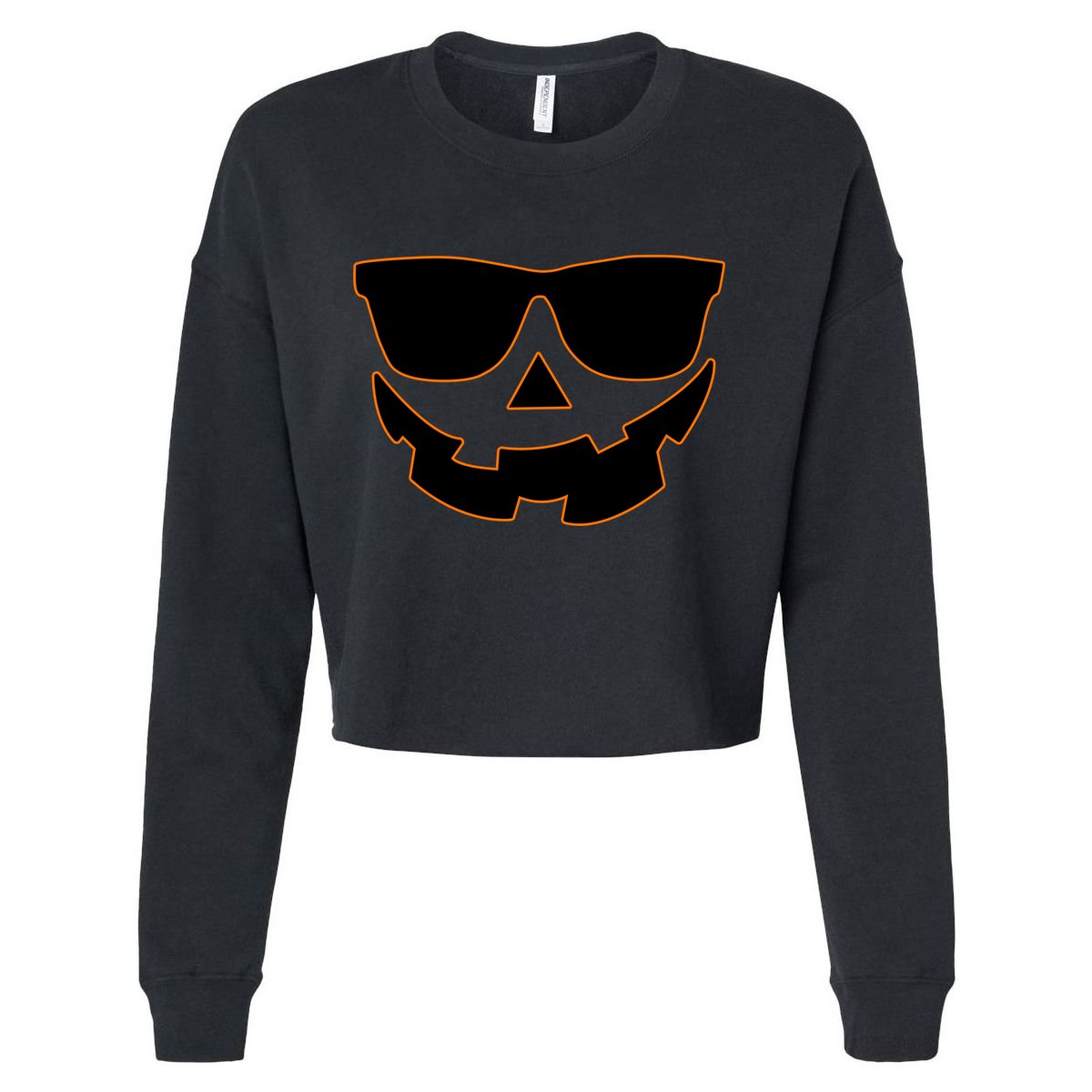 Halloween Jack-O- Lantern With Shades Cropped Pullover Crew