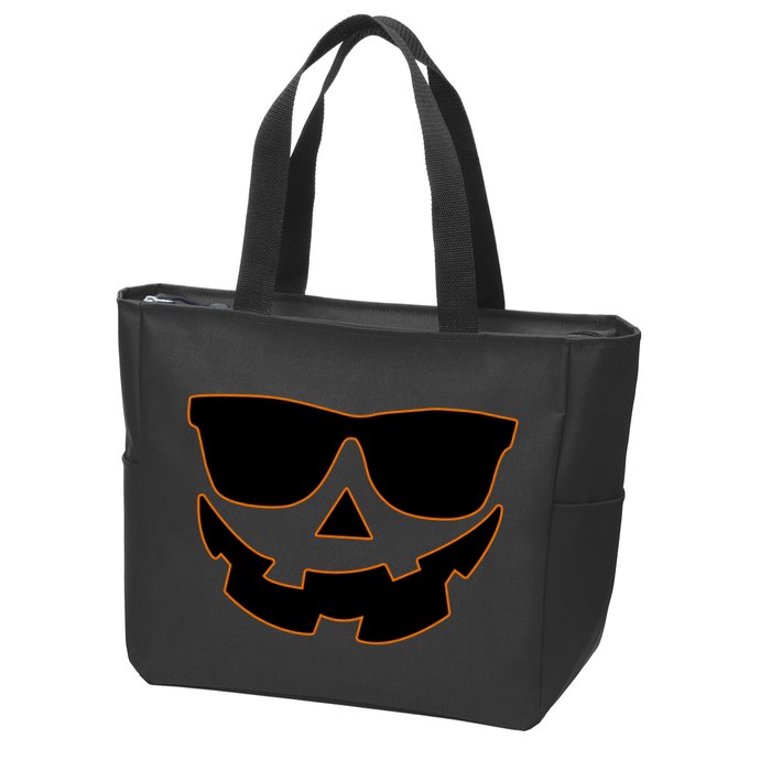 Halloween Jack-O- Lantern With Shades Zip Tote Bag